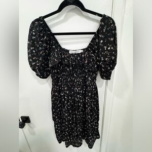 Floral and black mini dress